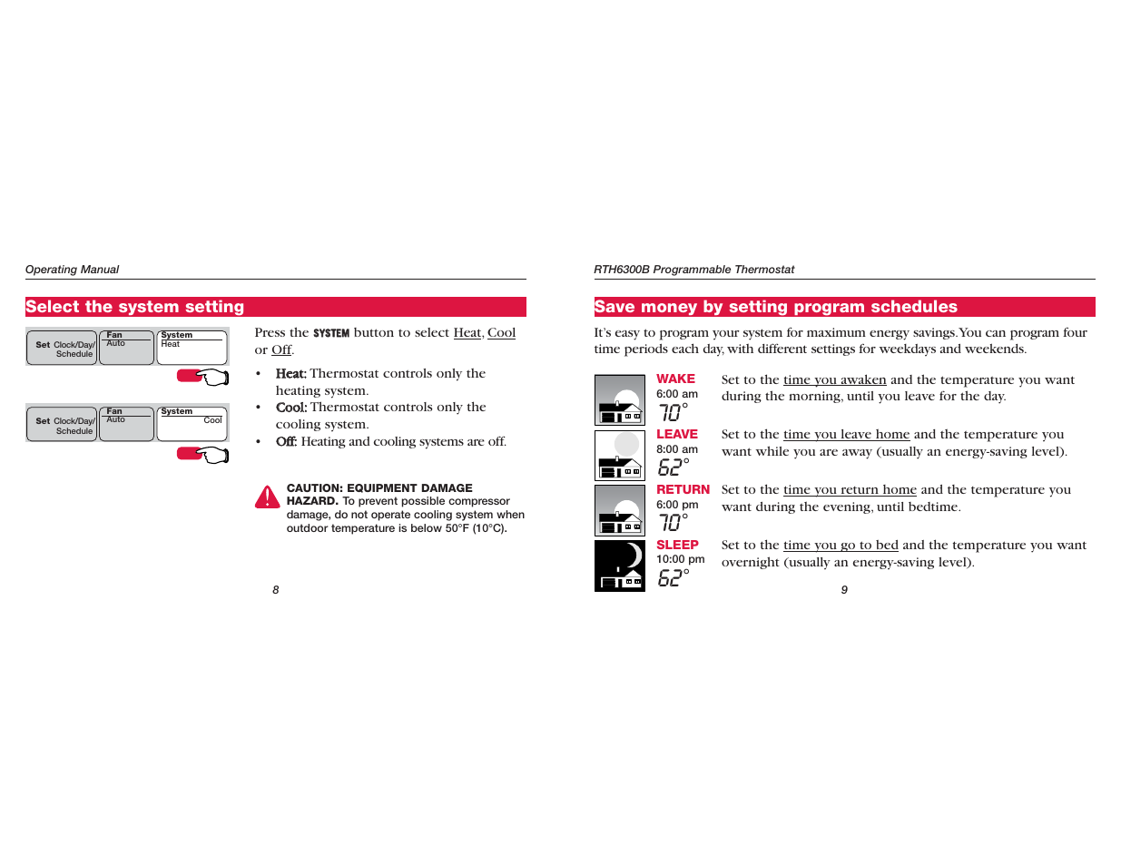 Honeywell RTH6300B User Manual | Page 11 / 24