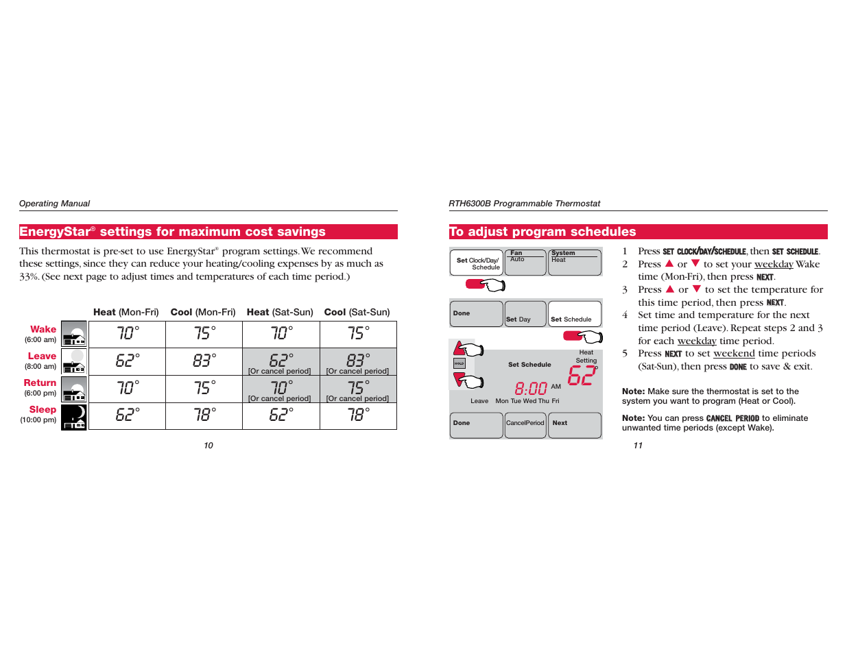 Honeywell RTH6300B User Manual | Page 13 / 24