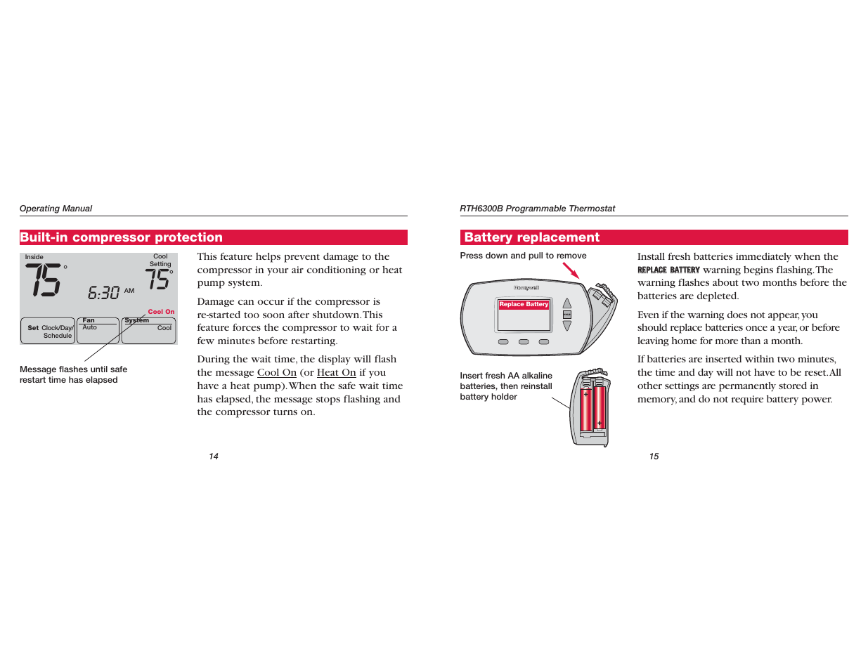 Honeywell RTH6300B User Manual | Page 16 / 24