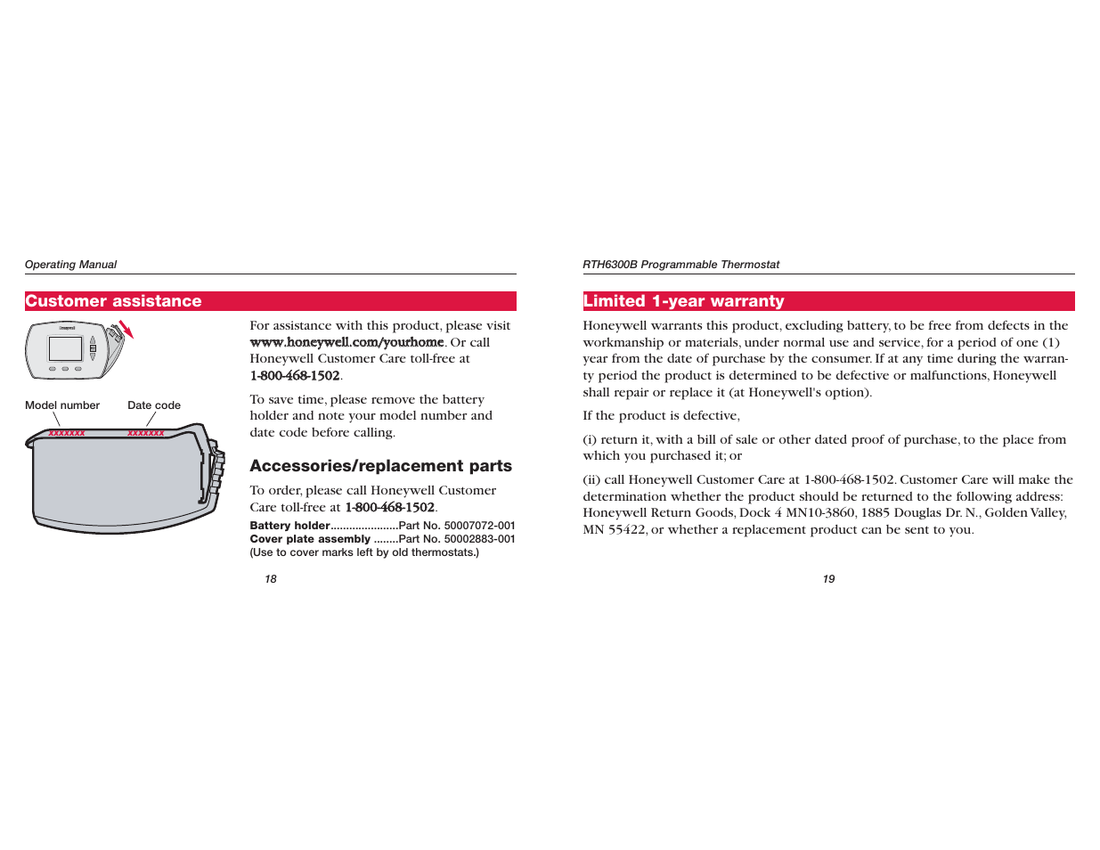 Honeywell RTH6300B User Manual | Page 20 / 24