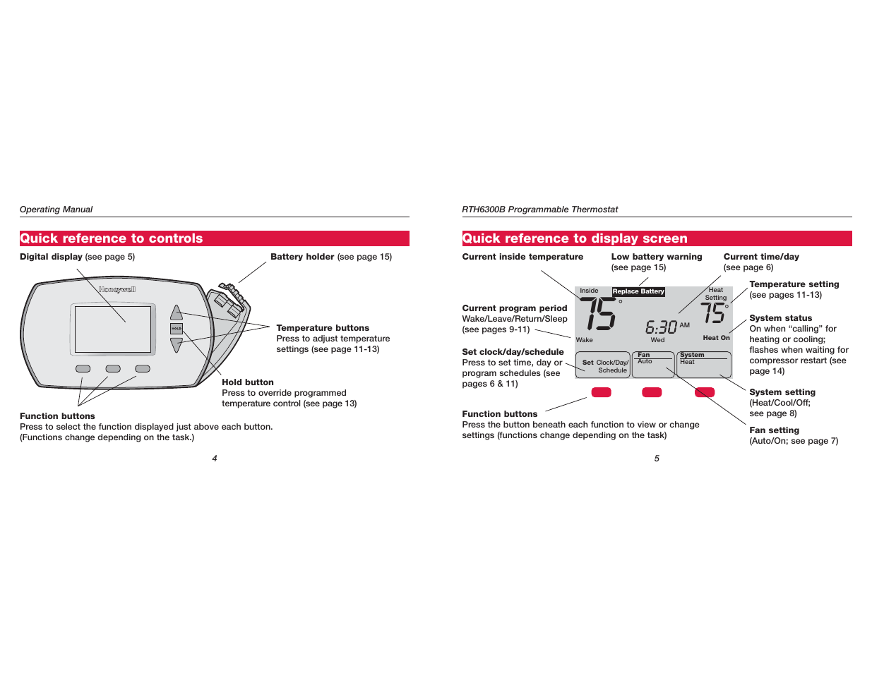 Honeywell RTH6300B User Manual | Page 6 / 24