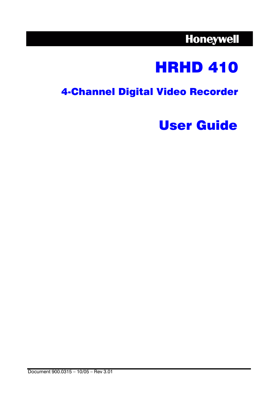Honeywell HRHD 410 User Manual | 126 pages