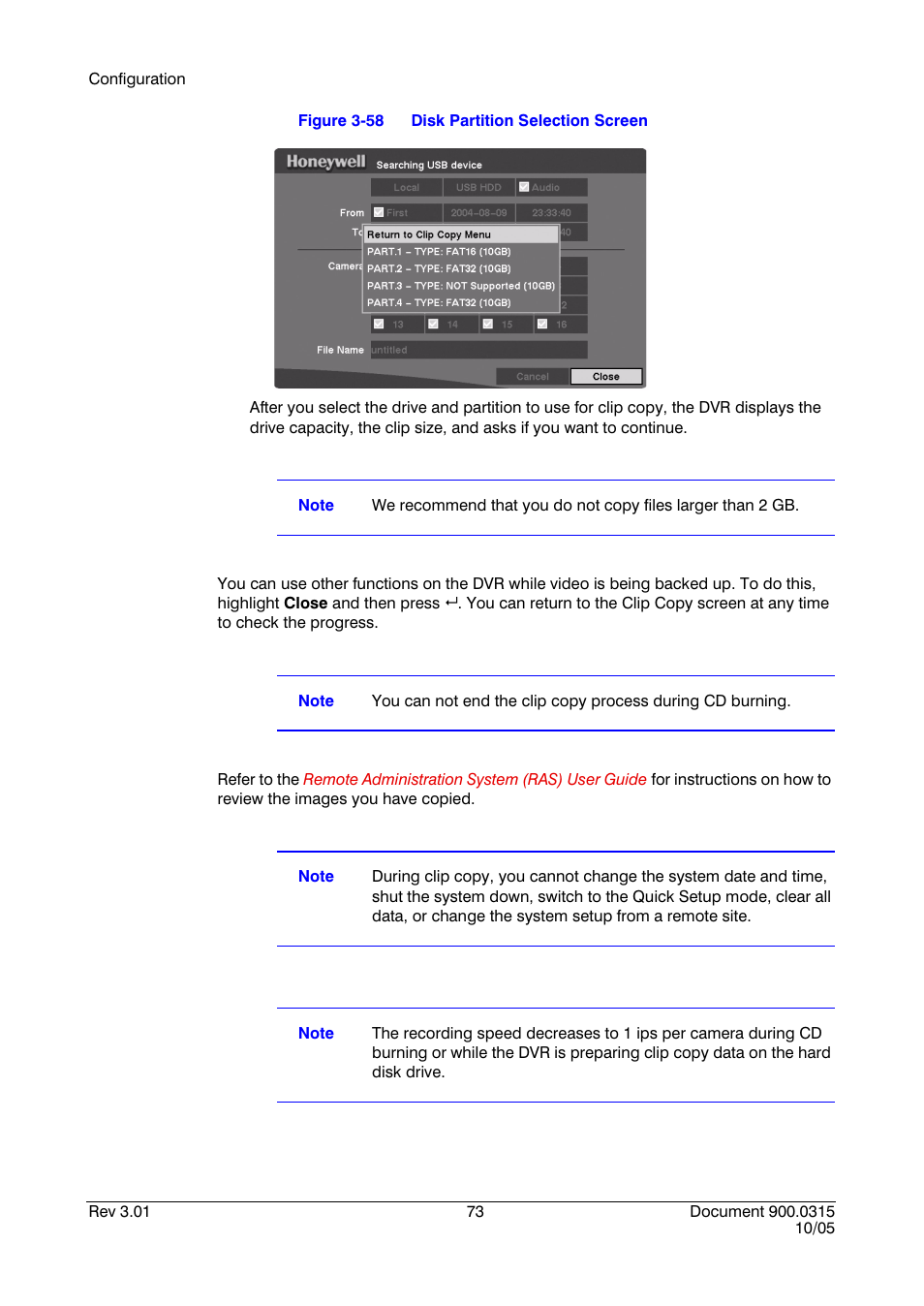 Figure 3-58, Disk partition selection screen | Honeywell HRHD 410 User Manual | Page 91 / 126