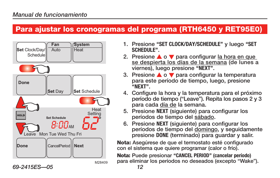 Acerca de su nuevo termostato | Honeywell RTH6350 User Manual | Page 42 / 56