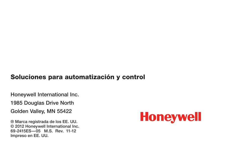 Soluciones para automatización y control | Honeywell RTH6350 User Manual | Page 56 / 56