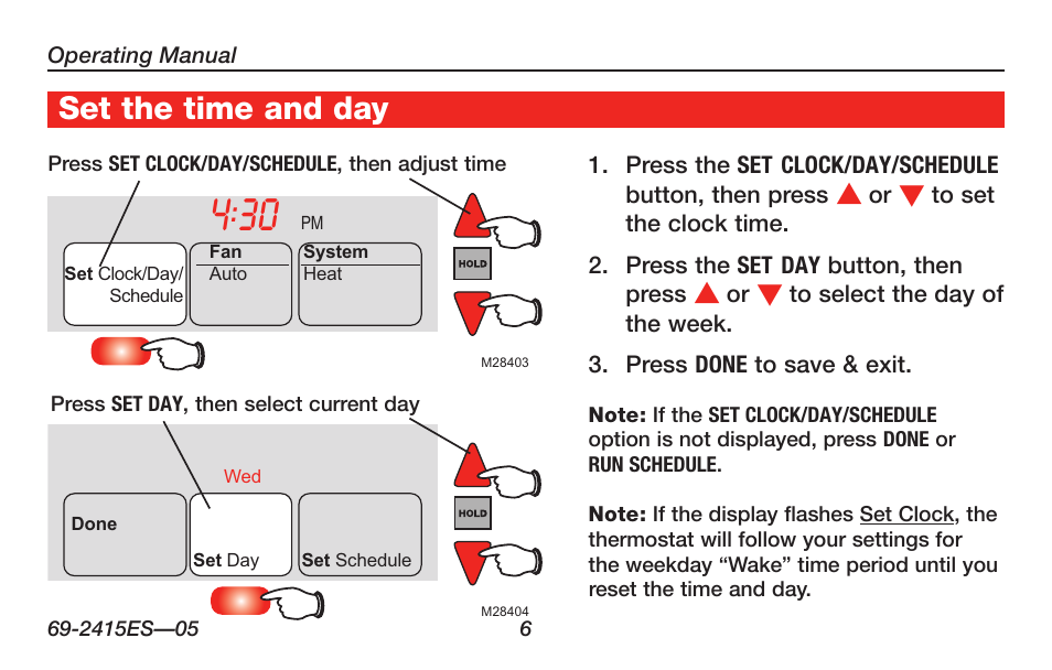 Set the time and day | Honeywell RTH6350 User Manual | Page 8 / 56
