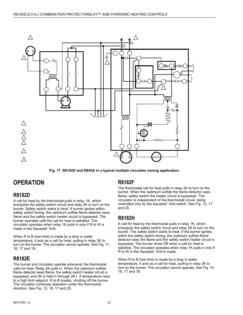 Operation, R8182d, R8182e | R8182f, R8182h | Honeywell R8182H User Manual | Page 12 / 20