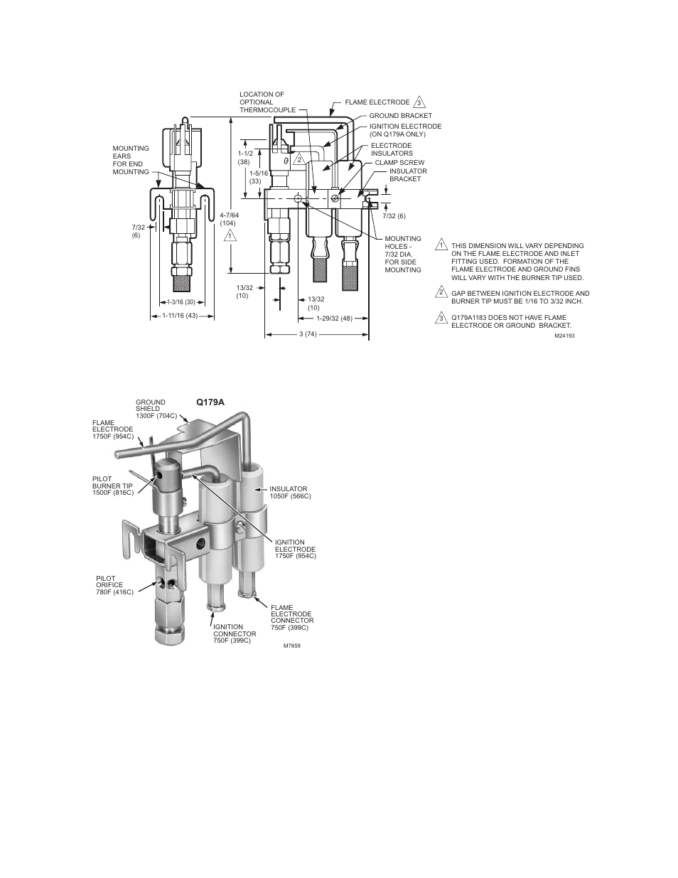 Q179a,b gas pilot burner assemblies | Honeywell Q179A User Manual | Page 3 / 8