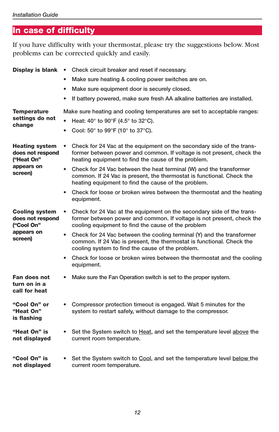 Honeywell PRO TH4110D User Manual | Page 14 / 16