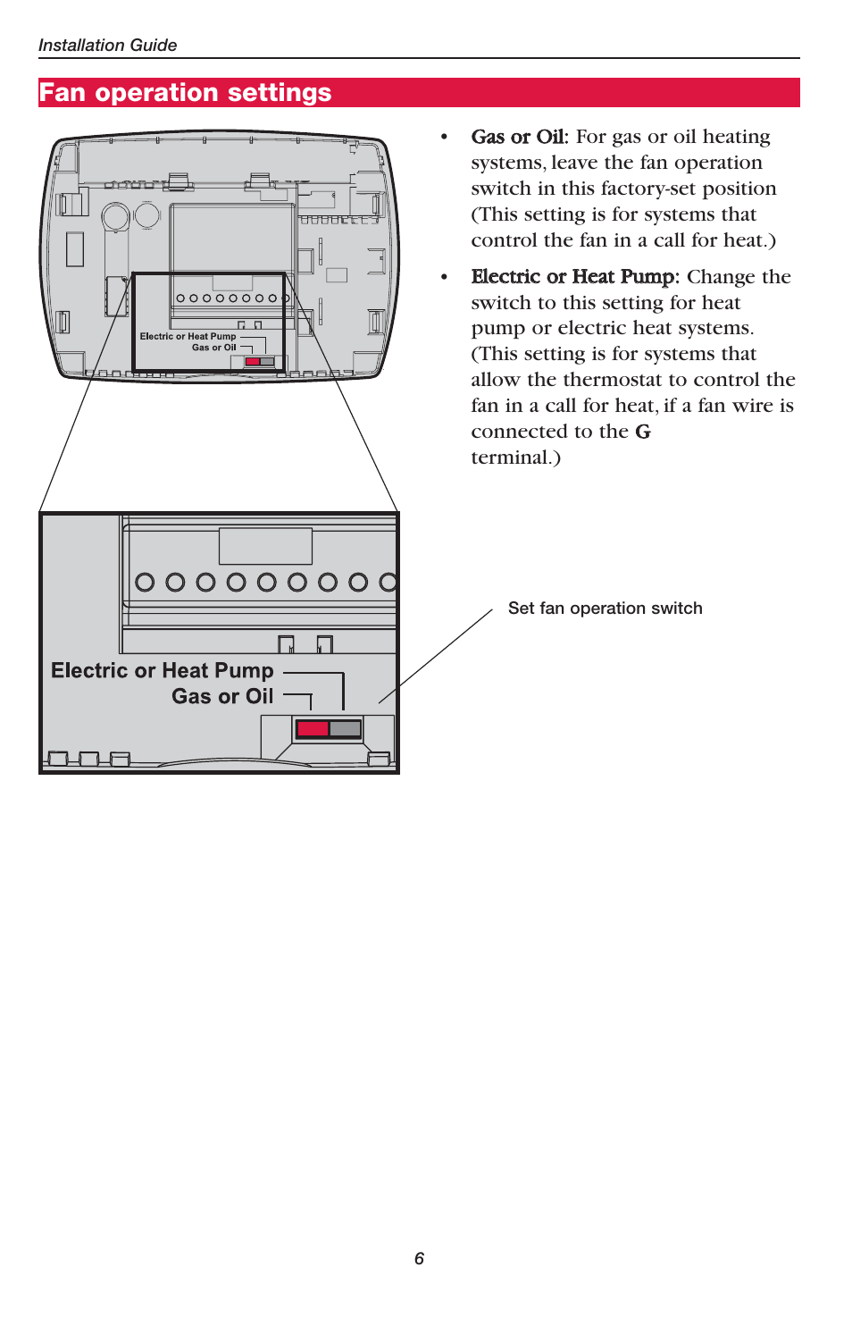 Fan operation settings | Honeywell PRO TH4110D User Manual | Page 8 / 16