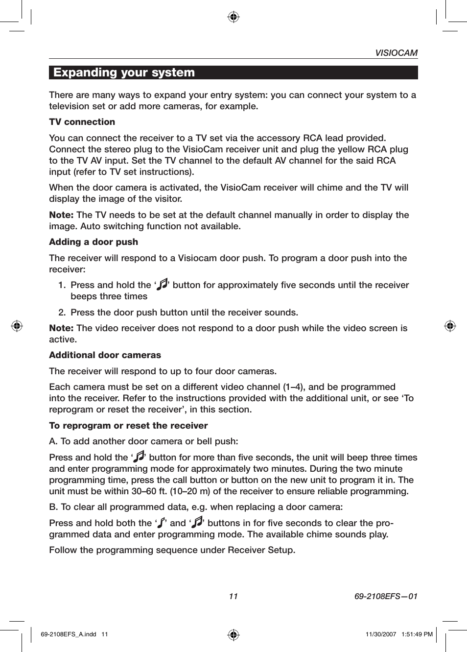 Expanding your system | Honeywell VISIOCAM RPWL800A User Manual | Page 13 / 56
