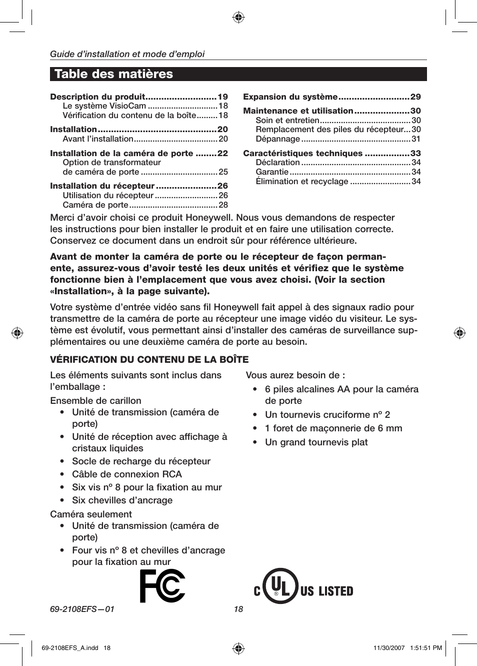 Honeywell VISIOCAM RPWL800A User Manual | Page 20 / 56