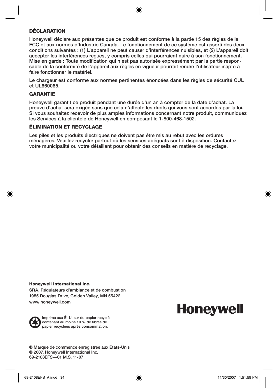 Honeywell VISIOCAM RPWL800A User Manual | Page 36 / 56