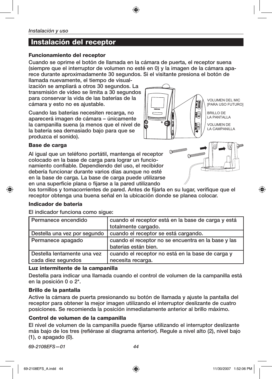 Instalación del receptor | Honeywell VISIOCAM RPWL800A User Manual | Page 46 / 56