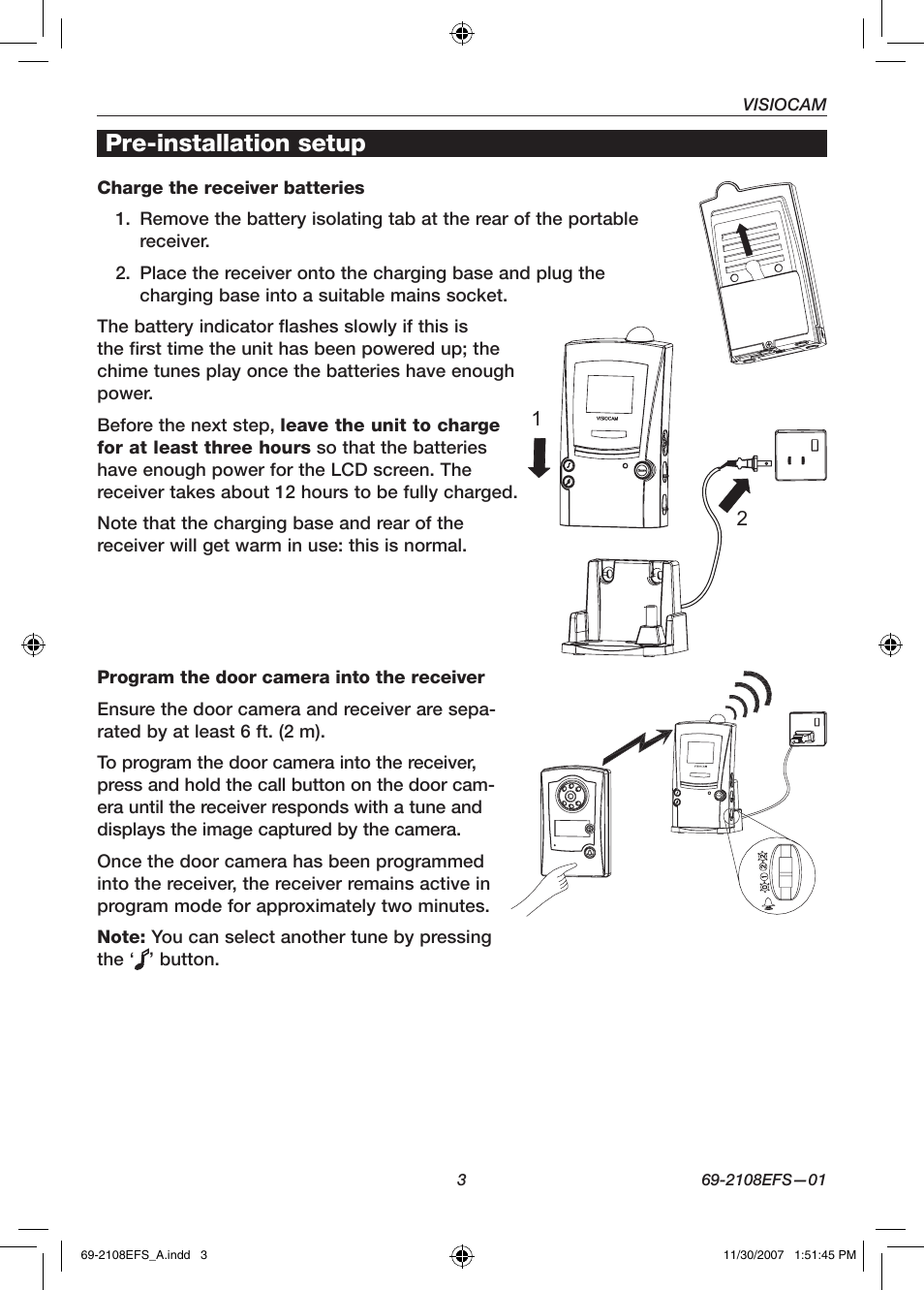 Pre-installation setup | Honeywell VISIOCAM RPWL800A User Manual | Page 5 / 56