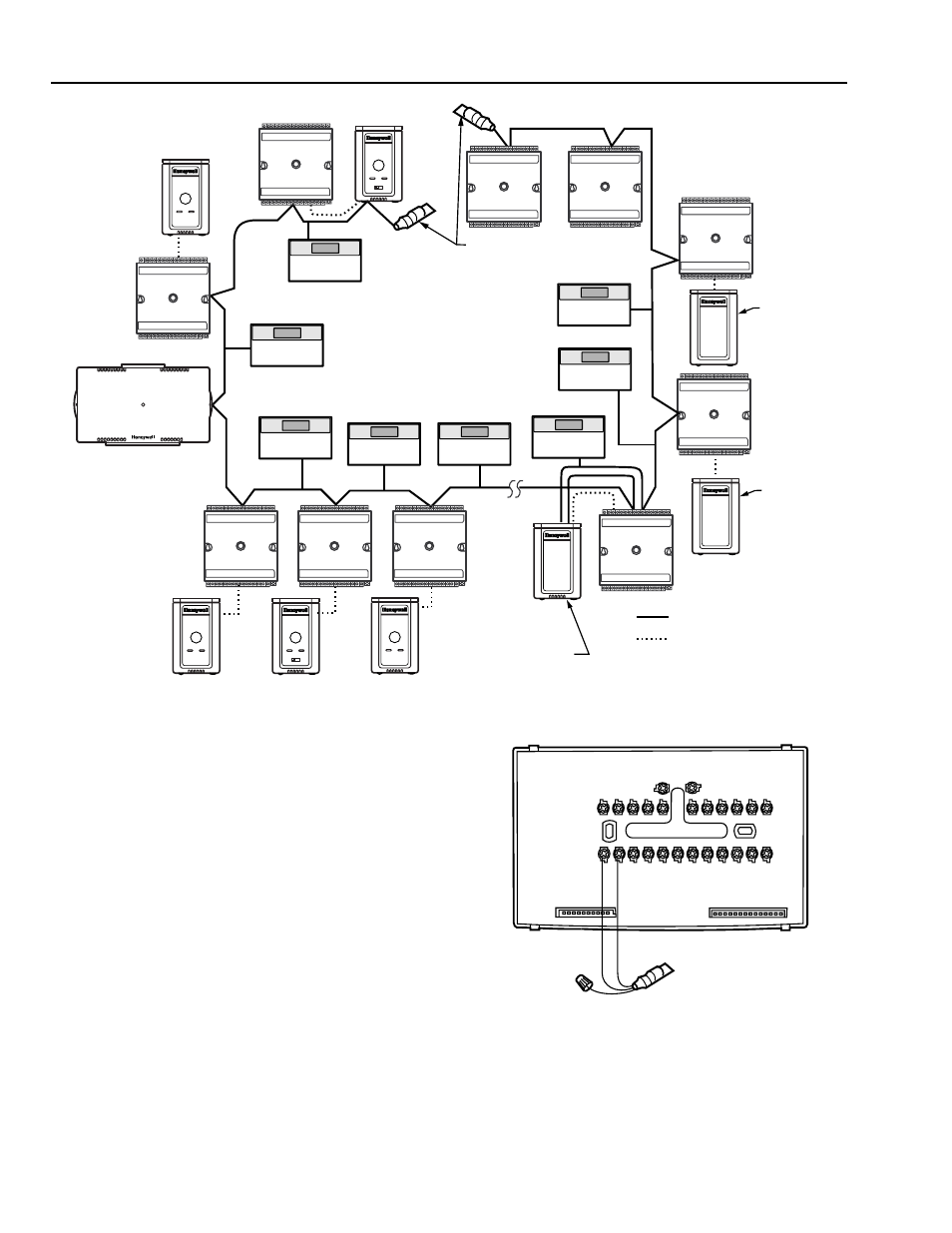 Cable termination, Singly terminated network segment | Honeywell Q7300H User Manual | Page 14 / 24