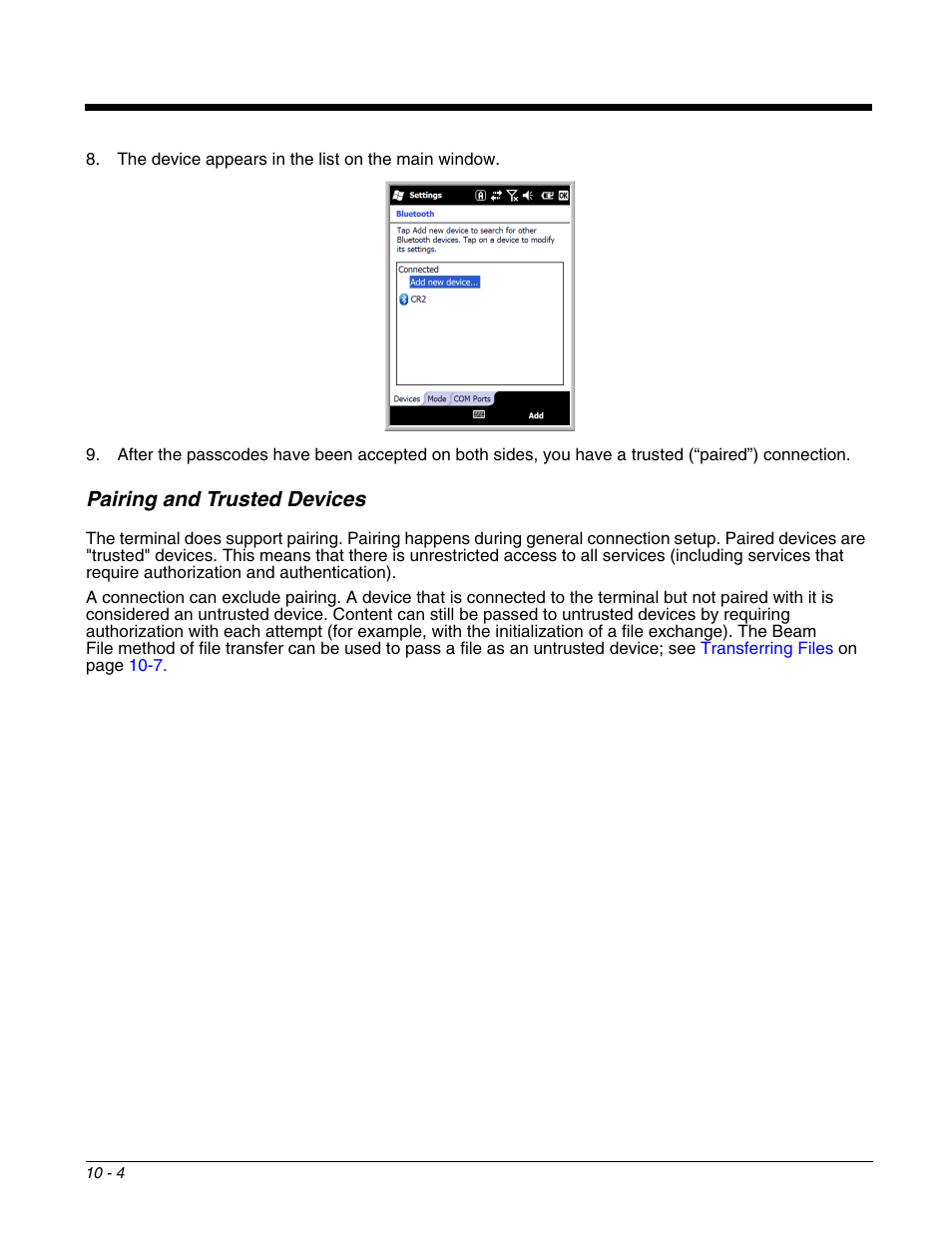 Pairing and trusted devices, Pairing and trusted devices -4 | Honeywell DOLPHIN 9700 User Manual | Page 100 / 142