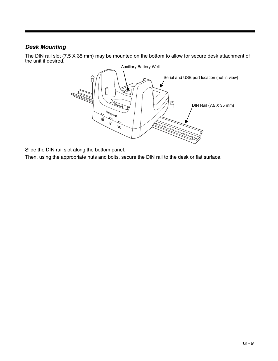 Desk mounting, Desk mounting -9 | Honeywell DOLPHIN 9700 User Manual | Page 115 / 142