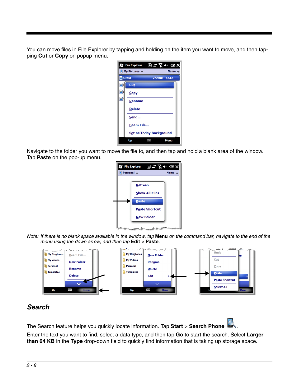 Search, Search -8 | Honeywell DOLPHIN 9700 User Manual | Page 20 / 142