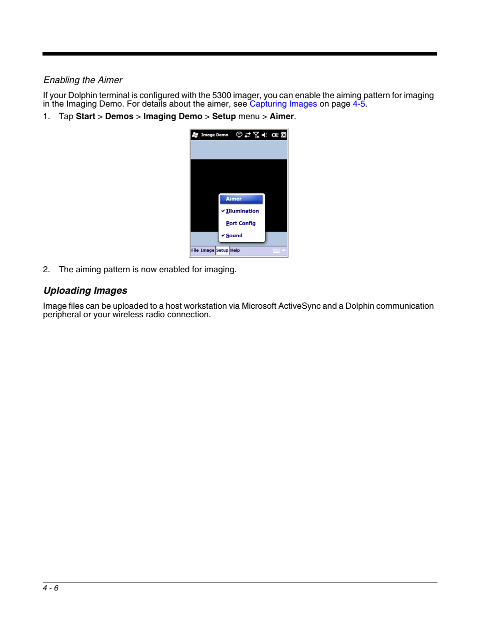 Uploading images, Uploading images -6 | Honeywell DOLPHIN 9700 User Manual | Page 42 / 142