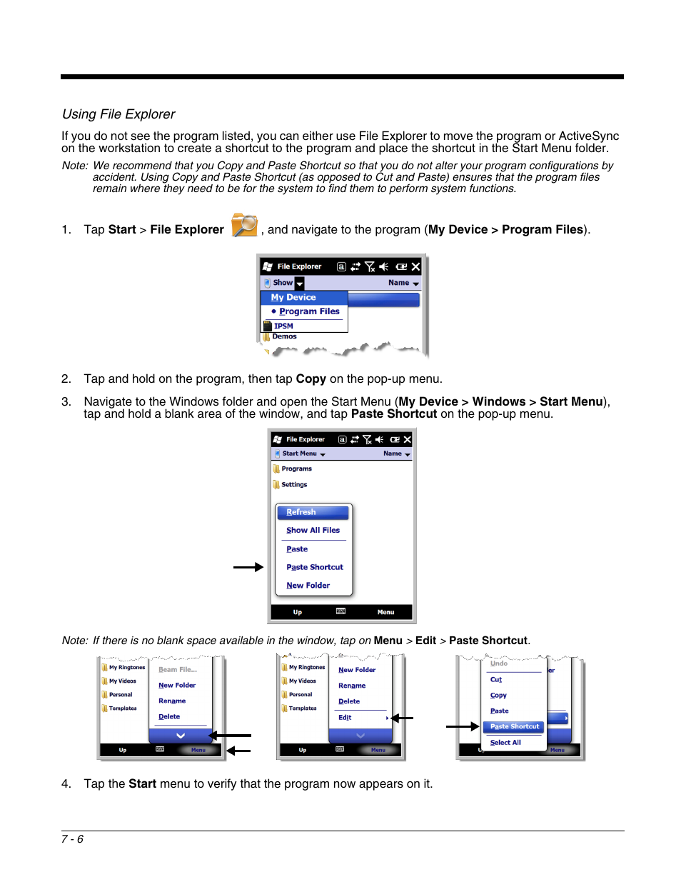 Using file explorer | Honeywell DOLPHIN 9700 User Manual | Page 60 / 142