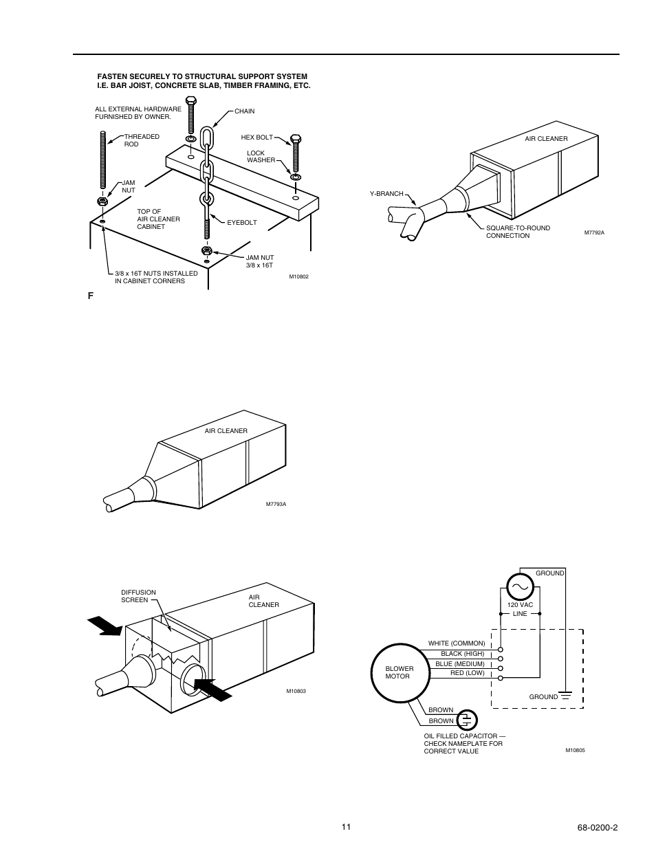 Install with ducting, Wire | Honeywell F116 User Manual | Page 11 / 16
