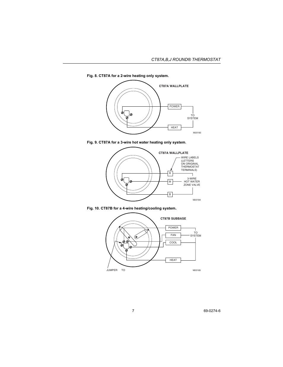 Ct87a,b,j round® thermostat | Honeywell CT87A User Manual | Page 7 / 12