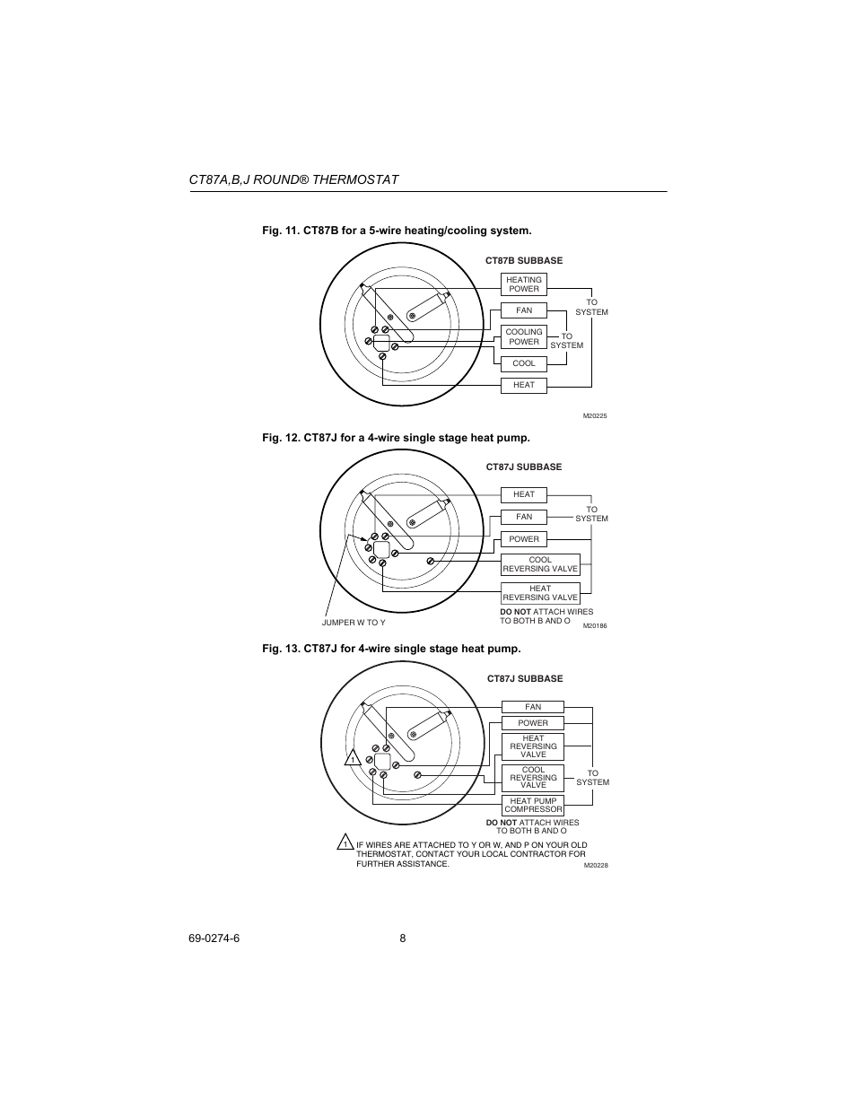 Ct87a,b,j round® thermostat | Honeywell CT87A User Manual | Page 8 / 12