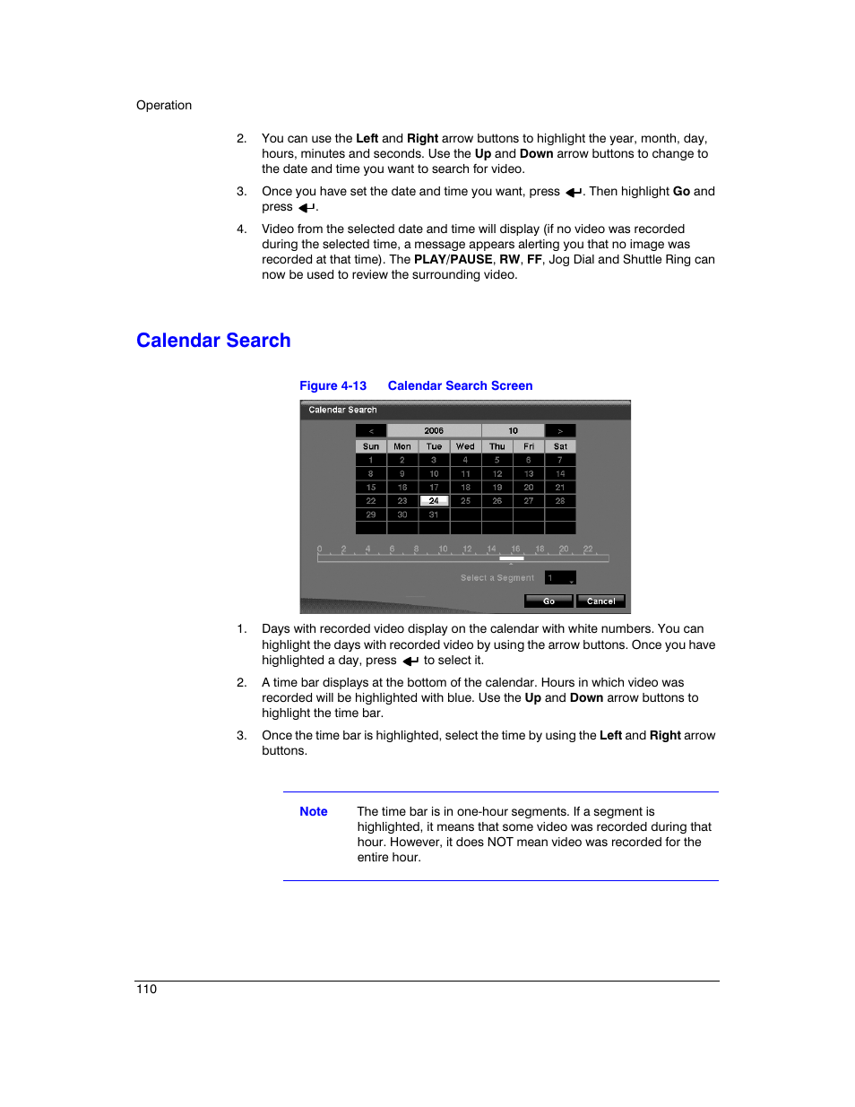 Calendar search, Figure 4-13, Calendar search screen | Honeywell HRXD9 User Manual | Page 110 / 156