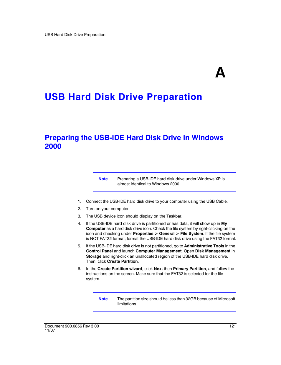 Usb hard disk drive preparation a, Appendix a, Usb hard disk drive preparation | Appendix a, usb hard disk drive preparation, Shows how t | Honeywell HRXD9 User Manual | Page 121 / 156