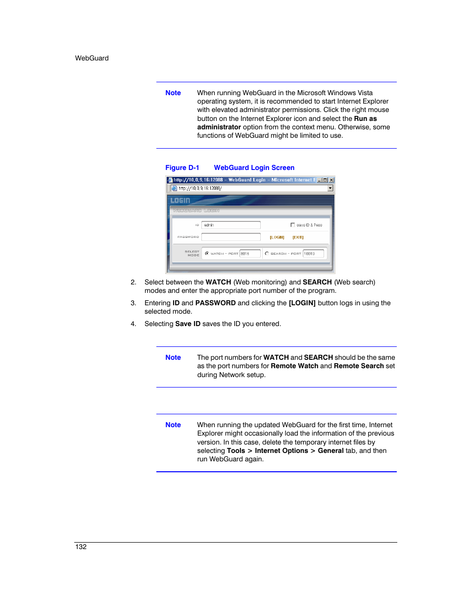 Figure d-1, Webguard login screen | Honeywell HRXD9 User Manual | Page 132 / 156