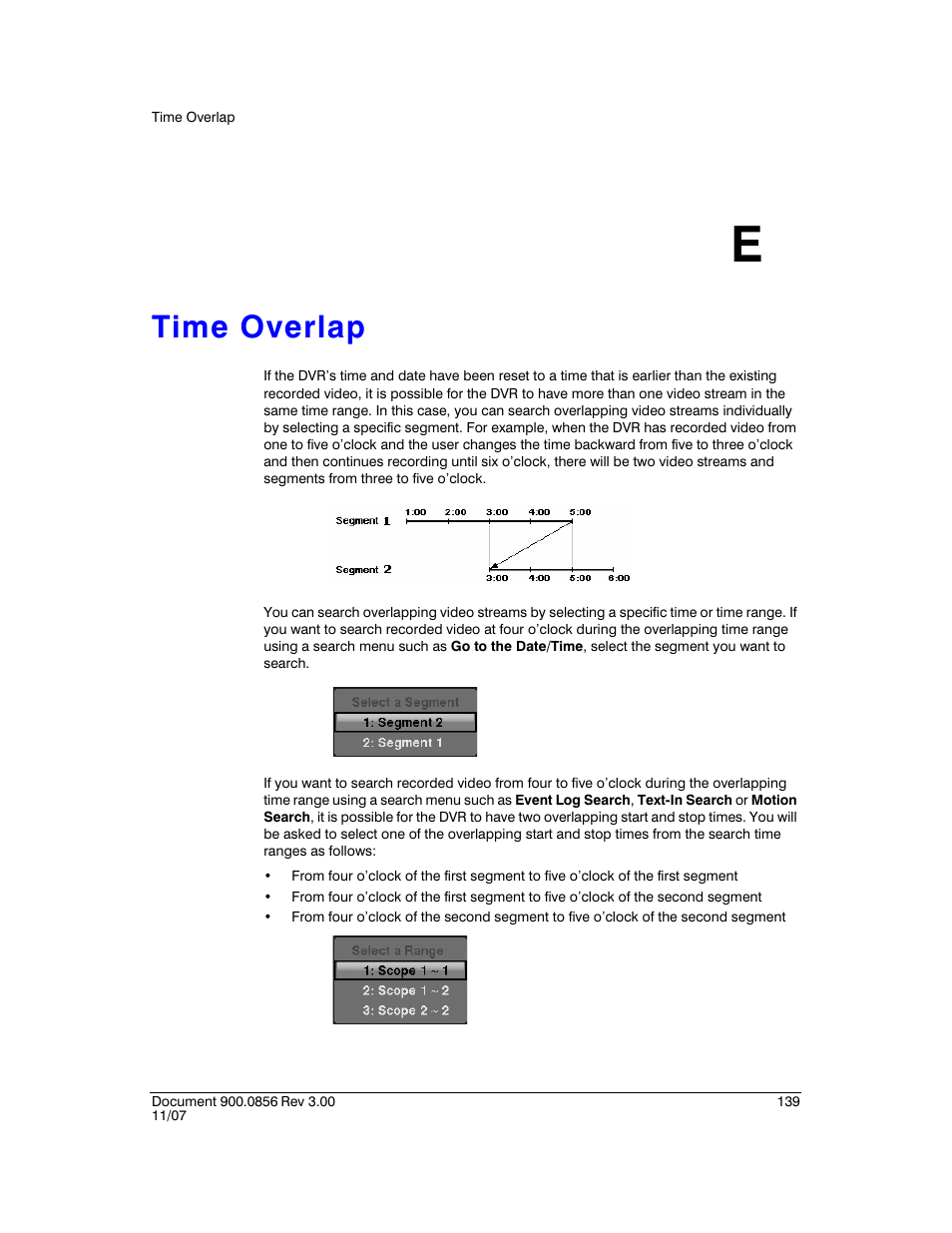 Time overlap e, Appendix e, Time overlap | Appendix e, time overlap, Instructs how to search f | Honeywell HRXD9 User Manual | Page 139 / 156