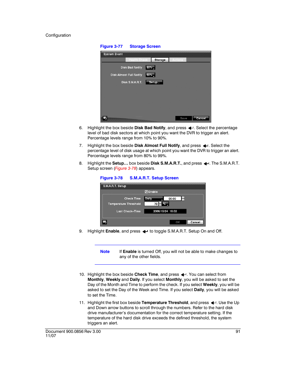 Figure 3-77, Storage screen, Figure 3-78 | S.m.a.r.t. setup screen | Honeywell HRXD9 User Manual | Page 91 / 156