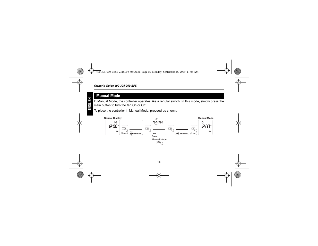 Manual mode | Honeywell HVC0001 User Manual | Page 18 / 64