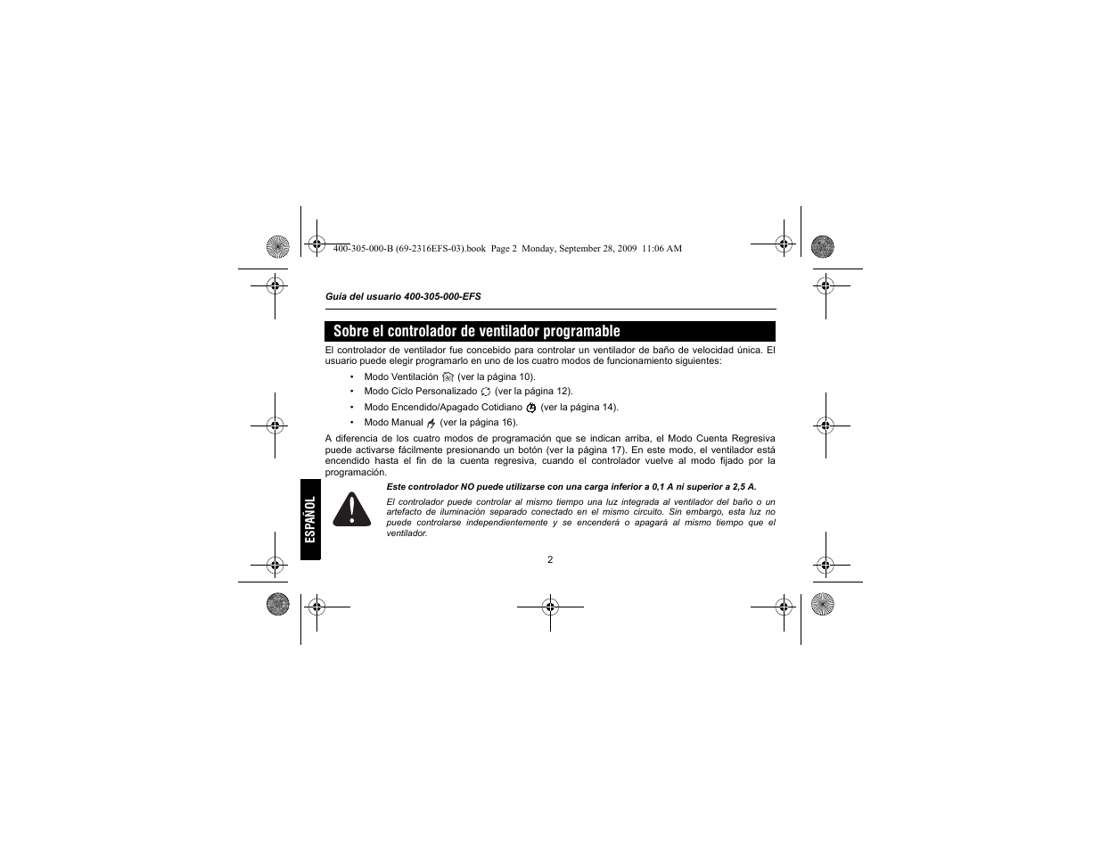 Sobre el controlador de ventilador programable | Honeywell HVC0001 User Manual | Page 44 / 64