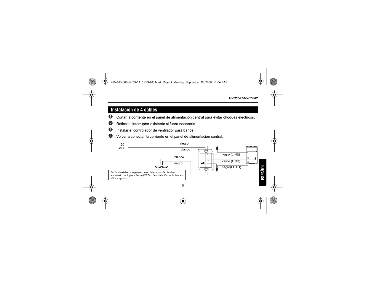 Instalación de 4 cables | Honeywell HVC0001 User Manual | Page 47 / 64