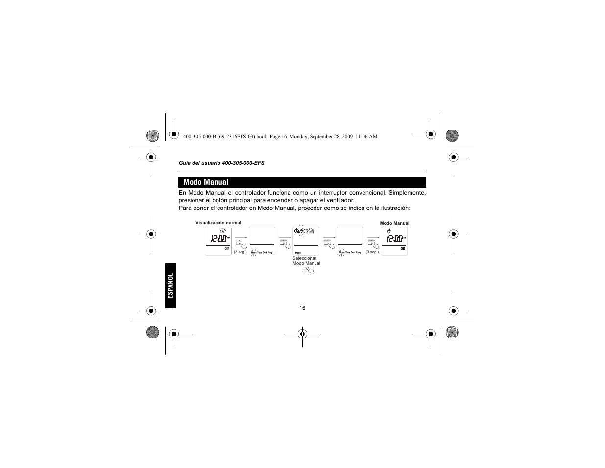 Modo manual | Honeywell HVC0001 User Manual | Page 58 / 64