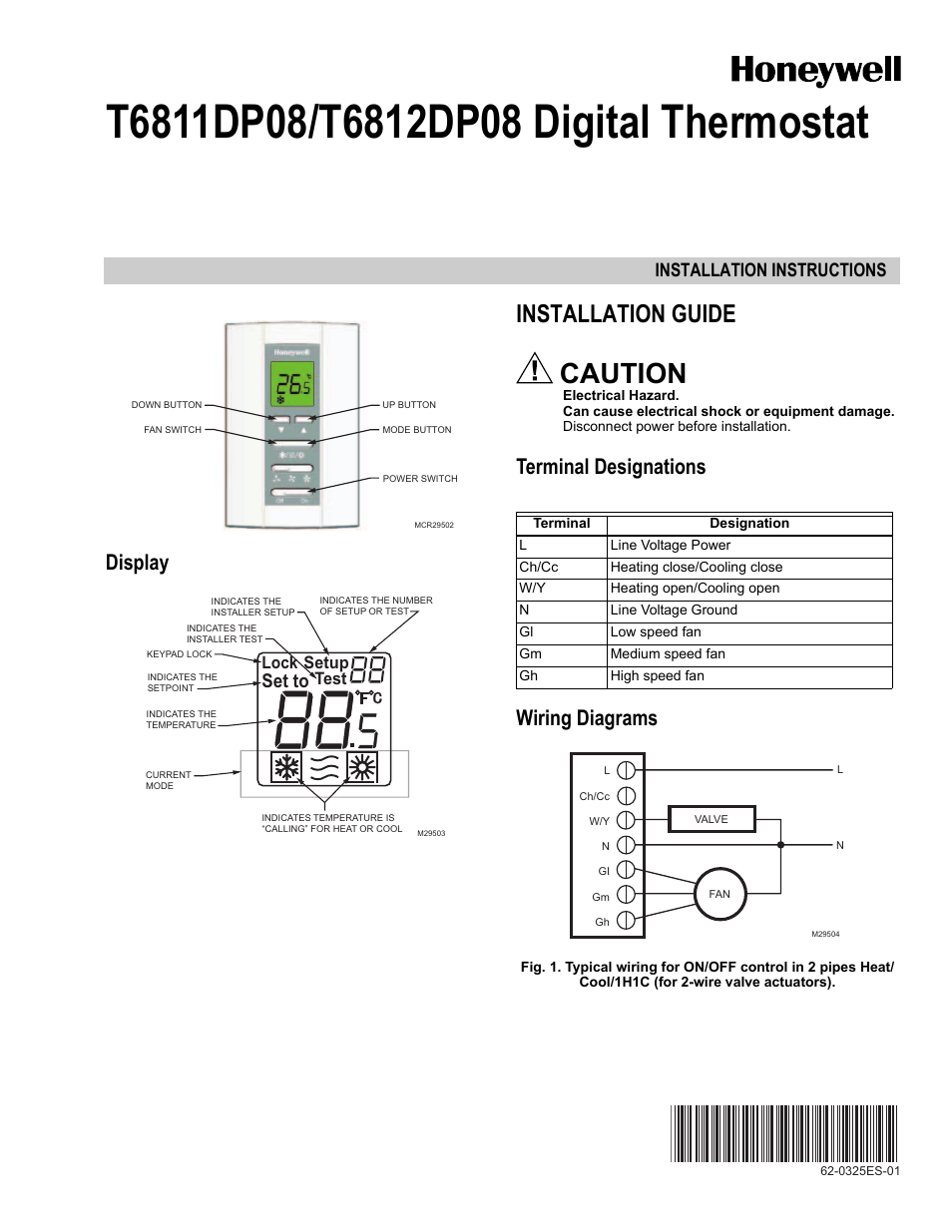 Honeywell Digital T6811DP08 User Manual | 8 pages