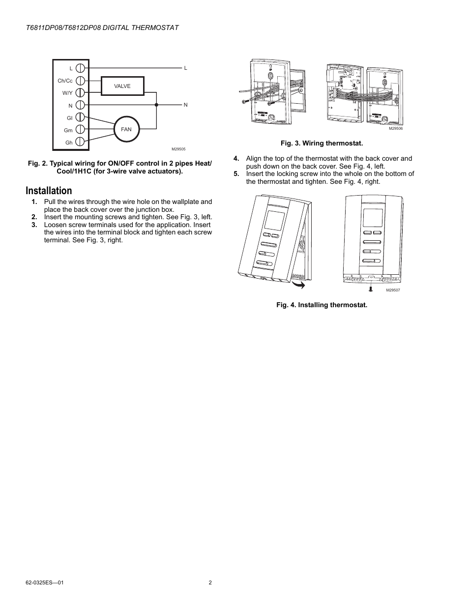 Installation | Honeywell Digital T6811DP08 User Manual | Page 2 / 8