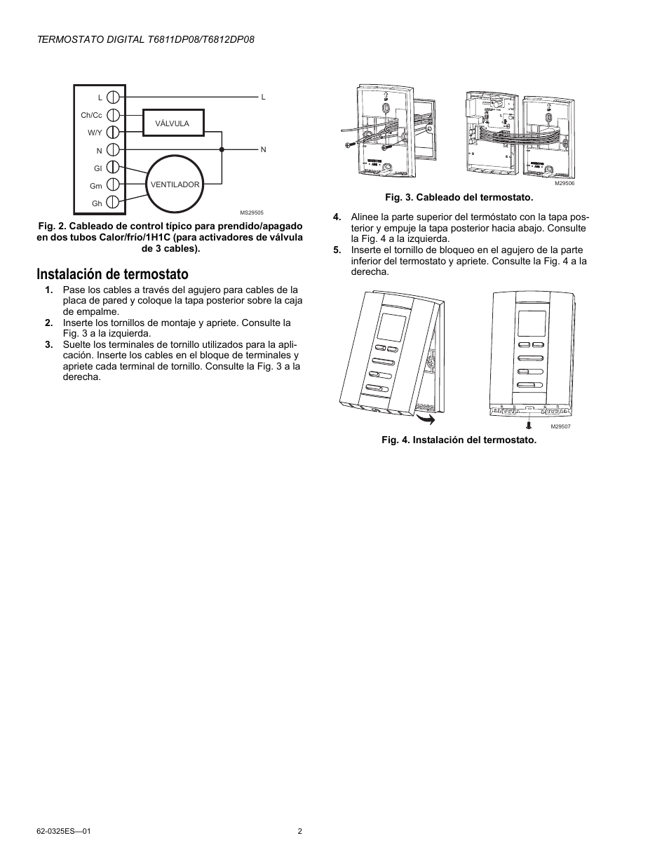 Instalación de termostato | Honeywell Digital T6811DP08 User Manual | Page 6 / 8