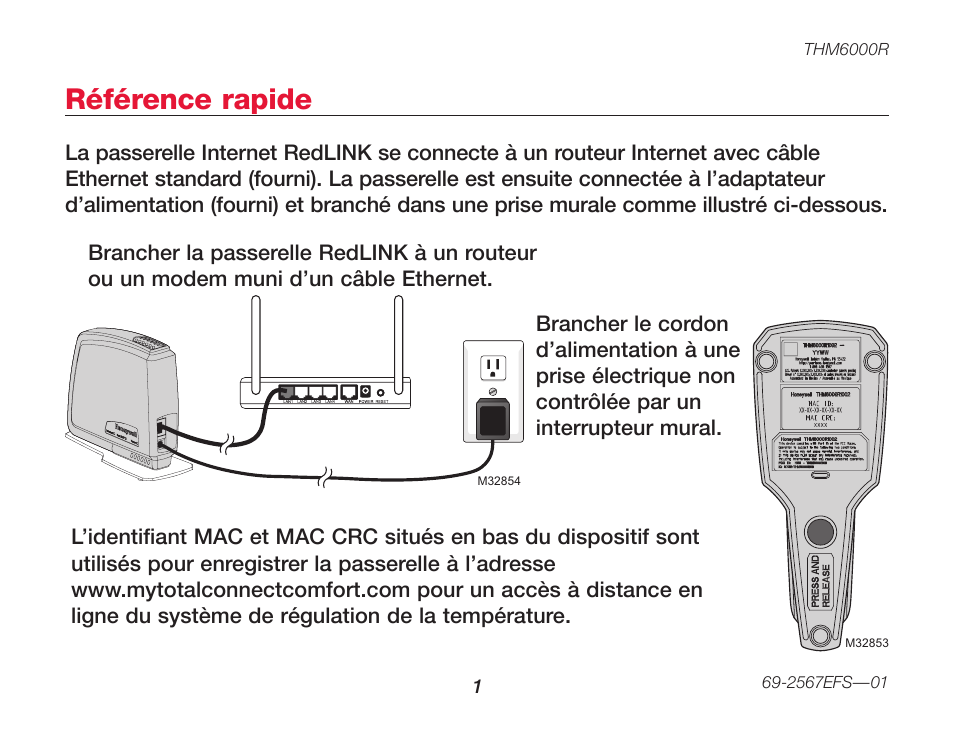 Référence rapide | Honeywell M32855 THM6000R User Manual | Page 9 / 20