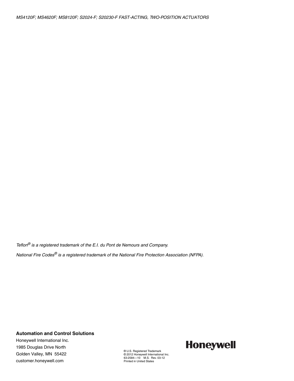 Honeywell MS8120S User Manual | Page 12 / 12