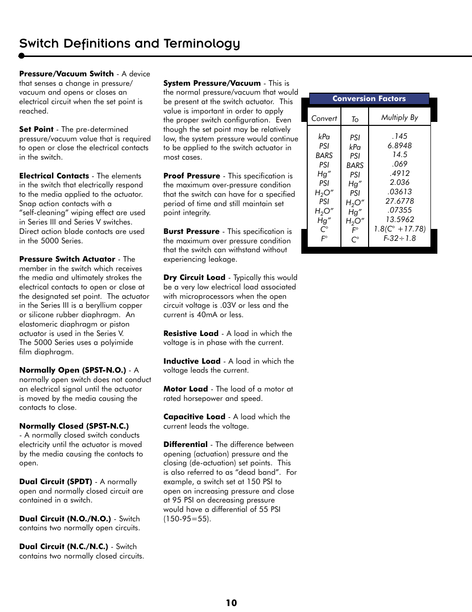 Switch definitions and terminology | Honeywell Switches User Manual | Page 10 / 12
