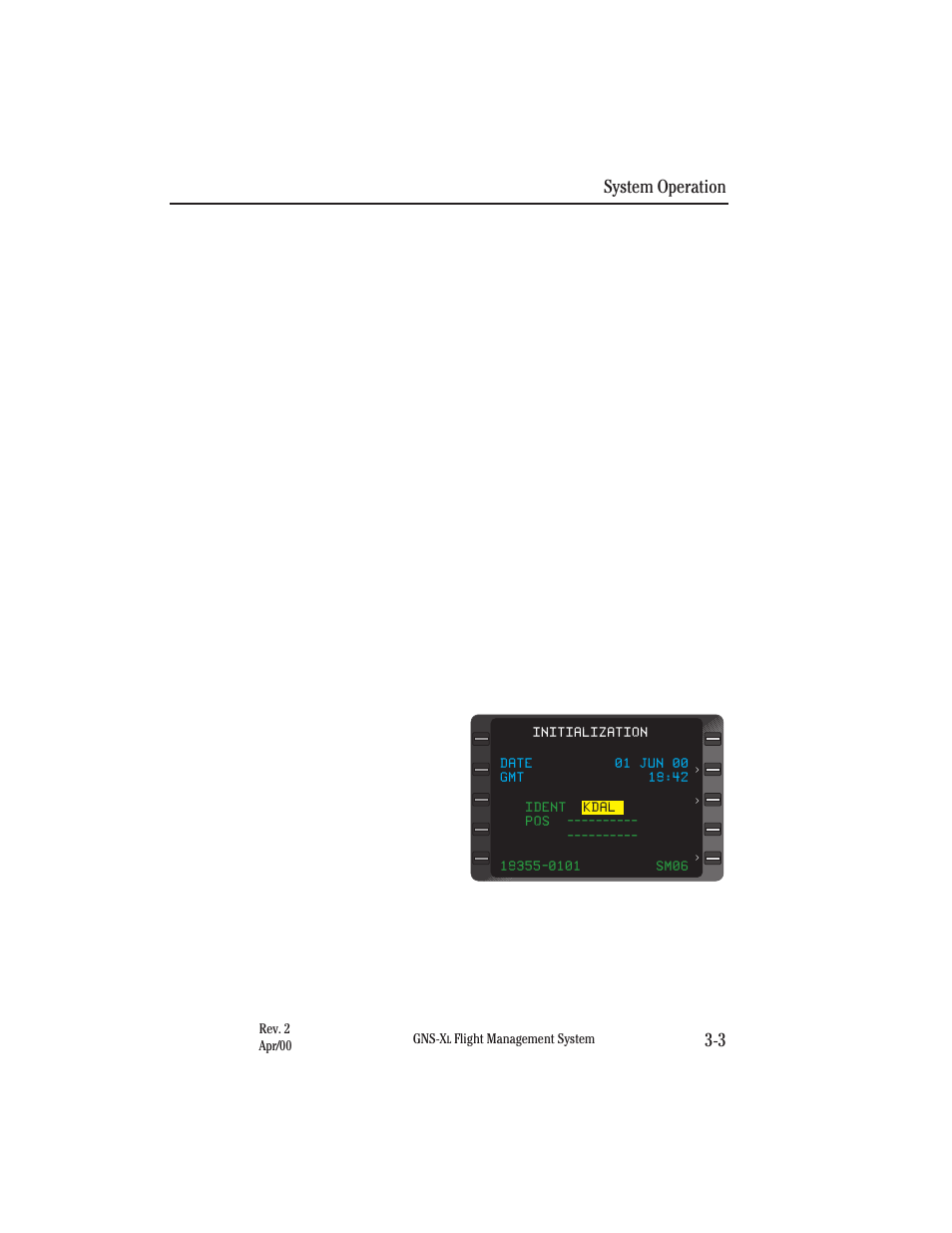 Initialization position, System operation 3-3 | Honeywell GNS-XL User Manual | Page 114 / 353