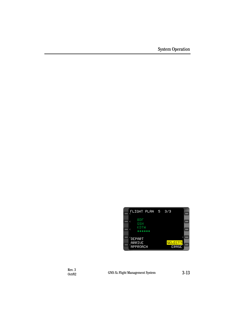 Flight plan (fpl)selection, System operation 3-13, Flight plan (fpl) selection | Honeywell GNS-XL User Manual | Page 126 / 353