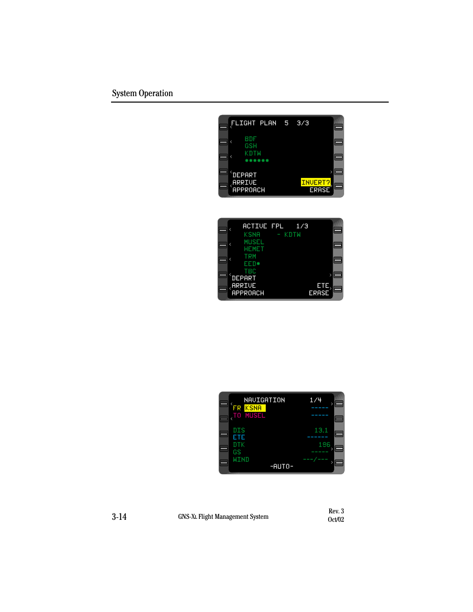 Initial leg selection, System operation 3-14 | Honeywell GNS-XL User Manual | Page 127 / 353