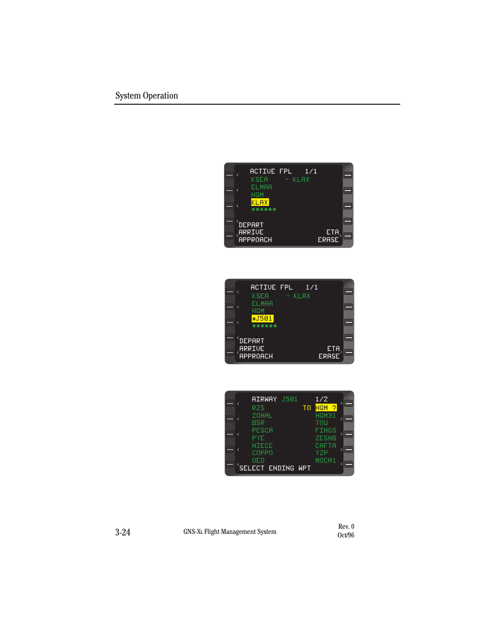 Option 1, System operation 3-24 | Honeywell GNS-XL User Manual | Page 139 / 353