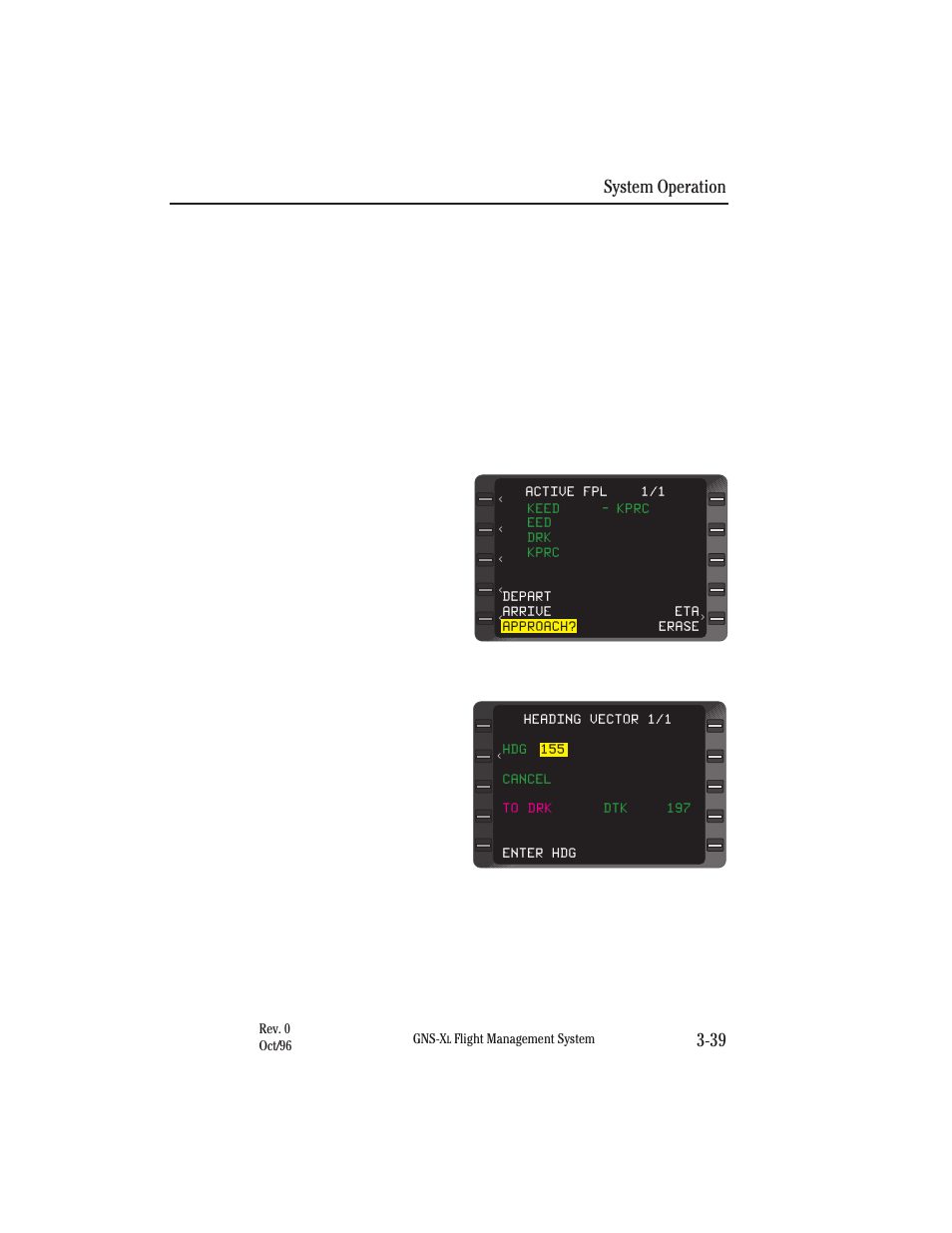 Executing a gps/gps overlay approach, Using radar vectors to final approach course, System operation 3-39 | Honeywell GNS-XL User Manual | Page 157 / 353