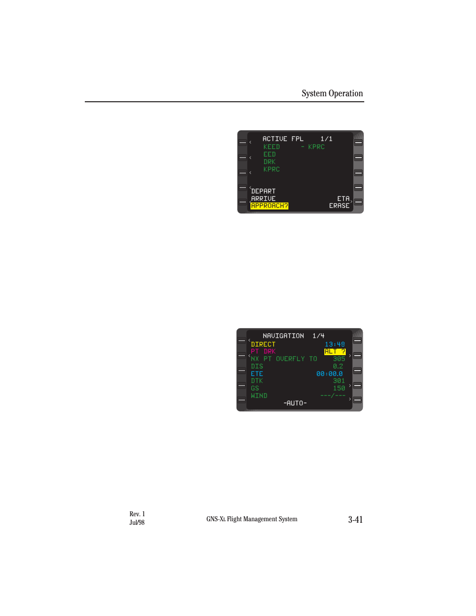 Using own navigation - no dme arc, Procedure turn, System operation 3-41 | Honeywell GNS-XL User Manual | Page 159 / 353