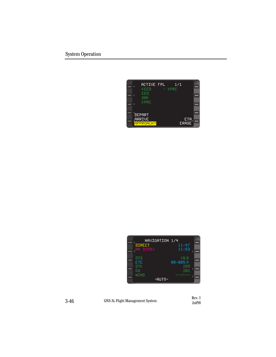 Using own navigation to fly dme arc, System operation 3-46 | Honeywell GNS-XL User Manual | Page 164 / 353